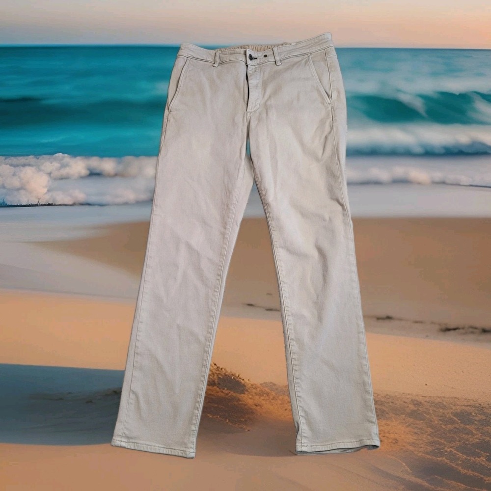 👖Rag & Bone Pants Mens 35x31 Beige Fit 2 Action Loopback Skinny Chino Preppy
